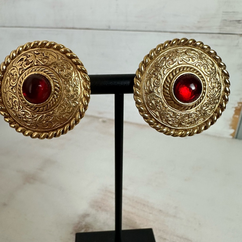 RARE VINTAGE Givenchy Byzantine Coin Style Set with Cabochons - Picture 2 of 11